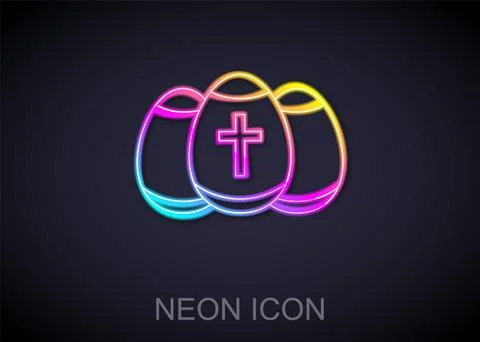 Glowing neon line Easter egg icon isolated on black background. Happy Easter 스톡 일러스트