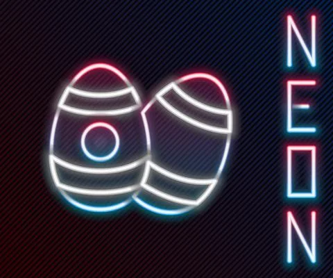 Glowing neon line Easter egg icon isolated on black background. Happy Easter Stock Illustration