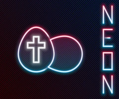 Glowing neon line Easter egg icon isolated on black background. Happy Easter 스톡 일러스트