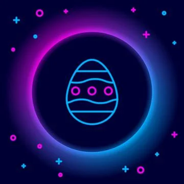 Glowing neon line Easter egg icon isolated on black background. Happy Easter Stock Illustration