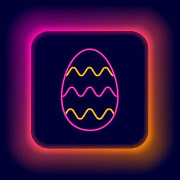 Glowing neon line Easter egg icon isolated on black background. Happy Easter Stock Illustration