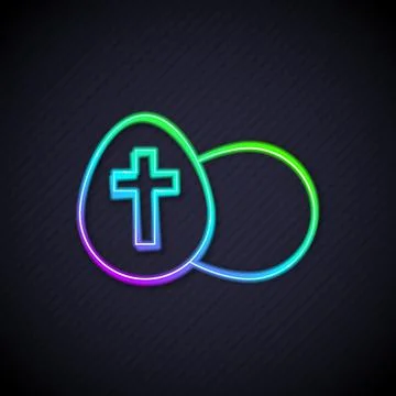 Glowing neon line Easter egg icon isolated on black background. Happy Easter 스톡 일러스트