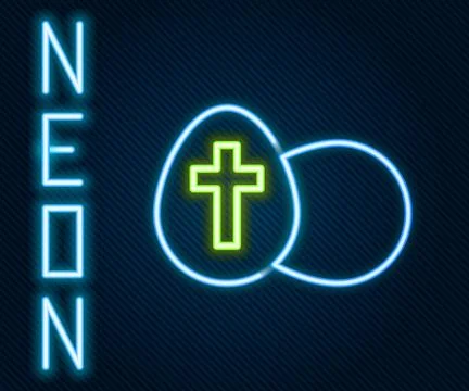 Glowing neon line Easter egg icon isolated on black background. Happy Easter Illustrazione stock