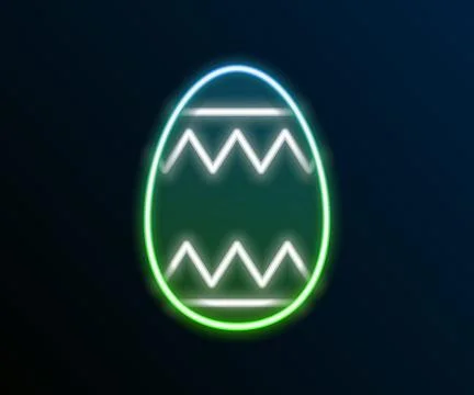 Glowing neon line Easter egg icon isolated on black background. Happy Easte.. Ilustración de archivo
