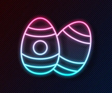 Glowing neon line Easter egg icon isolated on black background. Happy Easter. Illustrazione stock