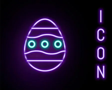 Glowing neon line Easter egg icon isolated on black background. Happy Easte.. Stock Illustration