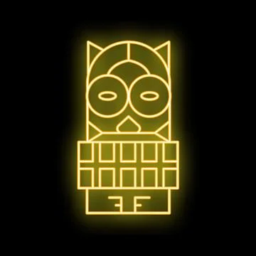 Glowing neon line easter island statue icon isolated on black background Stock Illustration