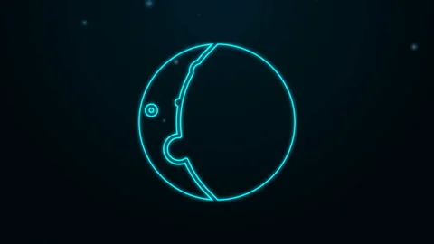 Glowing neon line Eclipse of the sun icon isolated on black background. Total Stock Footage 139597575