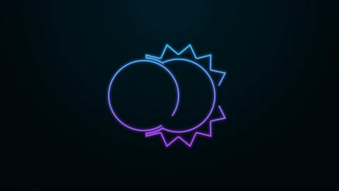 Glowing neon line Eclipse of the sun icon isolated on black background. Total Stock Footage 140231248