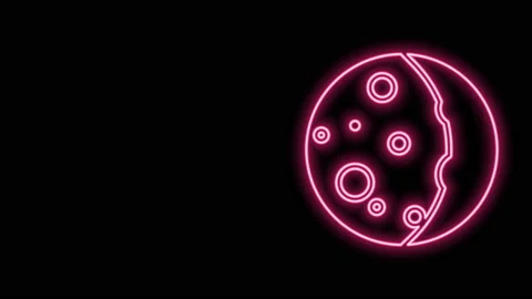 Glowing neon line Eclipse of the sun icon isolated on black background. Total Stock Footage 140947249