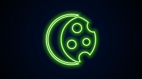 Glowing neon line Eclipse of the sun icon isolated on black background. Total Stock Footage 167857227