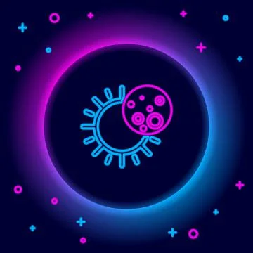 Glowing neon line Eclipse of the sun icon isolated on black background. Total Stock Illustration