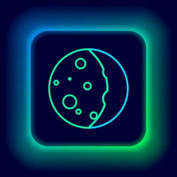 Glowing neon line Eclipse of the sun icon isolated on black background. Total Illustrazione stock