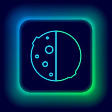 Glowing neon line Eclipse of the sun icon isolated on black background. Total Stock Illustration