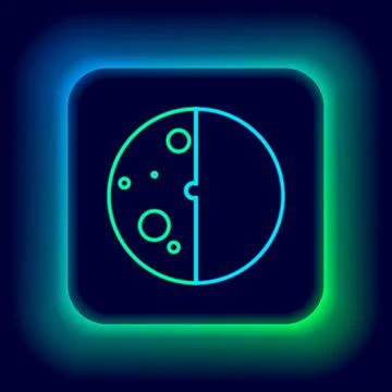 Glowing neon line Eclipse of the sun icon isolated on black background. Total Stock Illustration