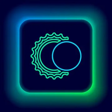 Glowing neon line Eclipse of the sun icon isolated on black background. Total Illustrazione stock