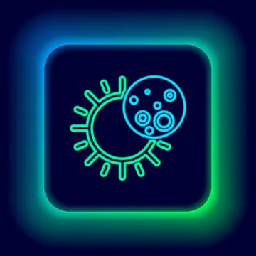 Glowing neon line Eclipse of the sun icon isolated on black background. Total Stock Illustration