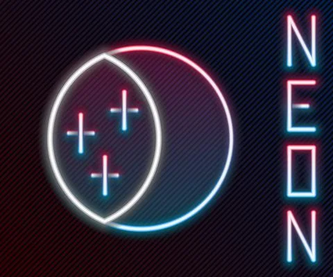 Glowing neon line Eclipse of the sun icon isolated on black background. Total 스톡 일러스트