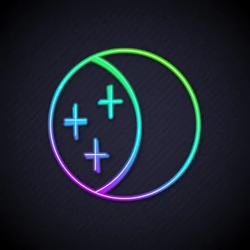 Glowing neon line Eclipse of the sun icon isolated on black background. Total Ilustração Stock