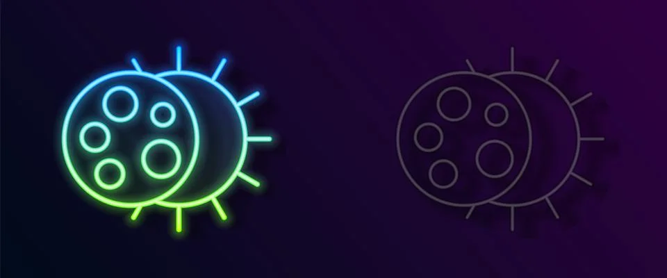 Glowing neon line Eclipse of the sun icon isolated on black background. Total Stock Illustration
