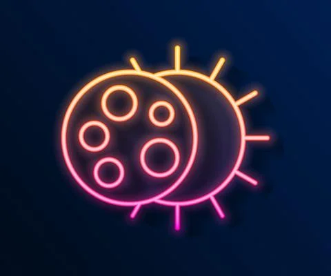 Glowing neon line Eclipse of the sun icon isolated on black background. Total Stock Illustration