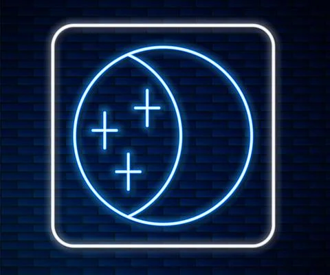 Glowing neon line Eclipse of the sun icon isolated on brick wall background 库存插图