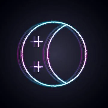 Glowing neon line Eclipse of the sun icon isolated on black background. Total Stock Illustration