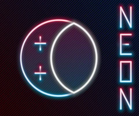 Glowing neon line Eclipse of the sun icon isolated on black background. Total Stock Illustration