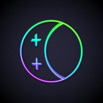 Glowing neon line Eclipse of the sun icon isolated on black background. Total Illustrazione stock