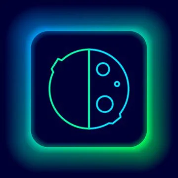 Glowing neon line Eclipse of the sun icon isolated on black background. Total Stock Illustration