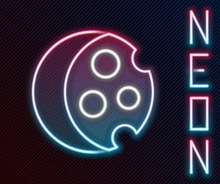 Glowing neon line Eclipse of the sun icon isolated on black background. Total Illustrazione stock