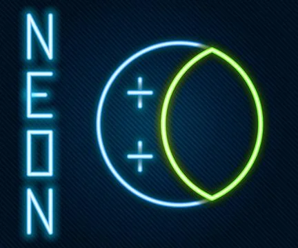 Glowing neon line Eclipse of the sun icon isolated on black background. Total Stock Illustration