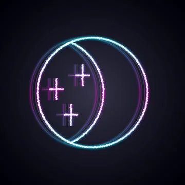 Glowing neon line Eclipse of the sun icon isolated on black background. Tot.. Stock Illustration