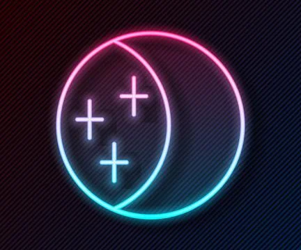 Glowing neon line Eclipse of the sun icon isolated on black background. Tot.. Stock Illustration