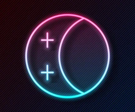 Glowing neon line Eclipse of the sun icon isolated on black background. Tot.. Stock Illustration