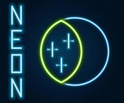 Glowing neon line Eclipse of the sun icon isolated on black background. Tot.. Stock Illustration