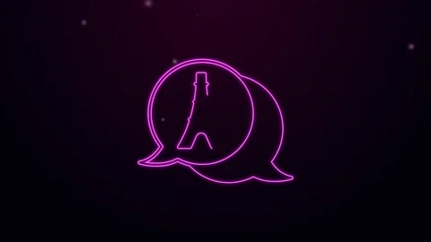Glowing neon line Eiffel tower icon isolated on black background. France Paris Stock Footage 159288157