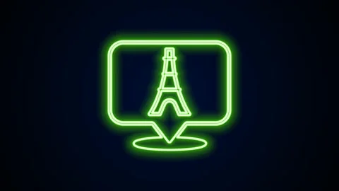 Glowing neon line Eiffel tower icon isolated on black background. France Paris Stock Footage 159288256
