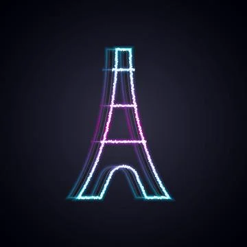 Glowing neon line Eiffel tower icon isolated on black background. France Paris 스톡 일러스트