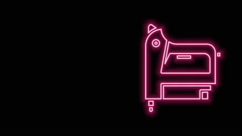 Glowing neon line Electric construction stapler icon isolated on black Stock Footage 140944473