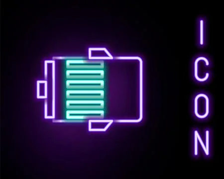Glowing neon line Electric engine icon isolated on black background. Car al.. Stock Illustration