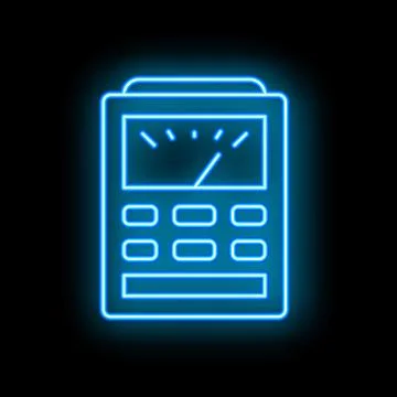 Glowing neon line electrical measuring instrument multimeter showing result.. イラスト素材