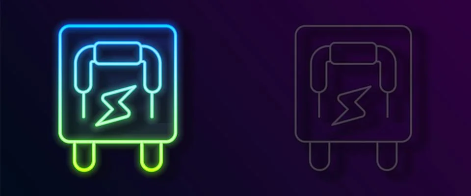 Glowing neon line Electrical panel icon isolated on black background. Switch Stock Illustration