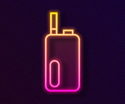 Glowing neon line Electronic cigarette icon isolated on black background. V.. Stock Illustration