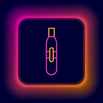Glowing neon line Electronic cigarette icon isolated on black background. V.. Stock Illustration