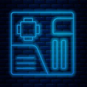 Glowing neon line Electronic computer components motherboard digital chip Illustrazione stock