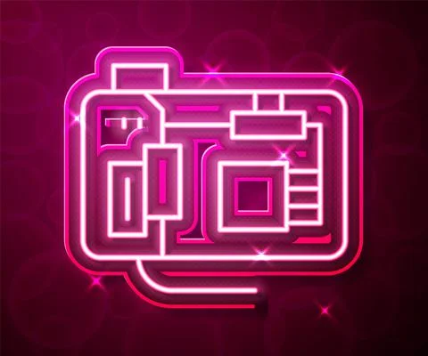 Glowing neon line Electronic computer components motherboard digital chip Illustrazione stock