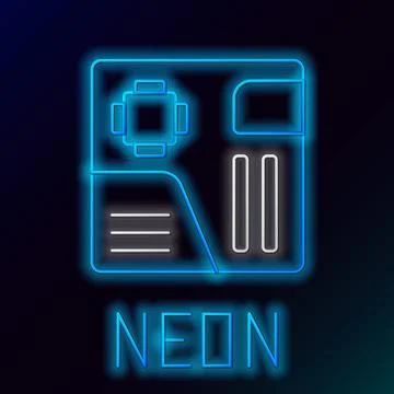 Glowing neon line Electronic computer components motherboard digital chip Stock-Illustration