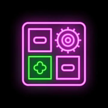 Glowing neon line electronic computer motherboard icon isolated on black ba.. イラスト素材