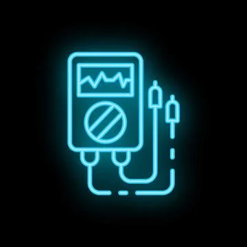 Glowing neon line electronic multimeter for measuring voltage and current i.. Stock Illustration